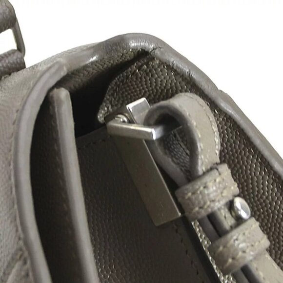 Auth SAINT LAURENT Handbag Shoulder Bag Gray Leather/Silvertone - Picture 3 of 7